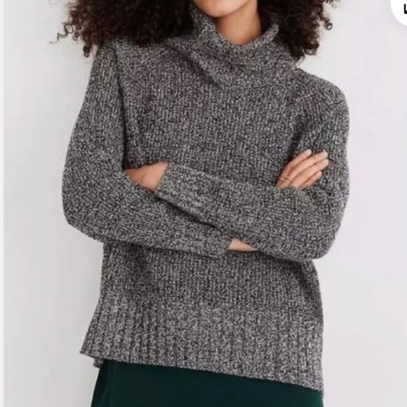 Eastbrook Wool-Blend Turtleneck Open Back Ribbed Sweater, Size S - Picture 2 of 7